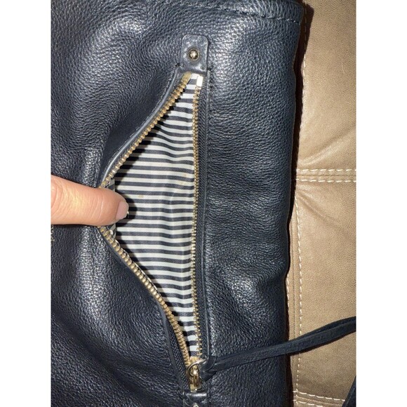 Kate Spade Black Leather Tote Purse Gold Zipper Accent Fold Over - Picture 10 of 12